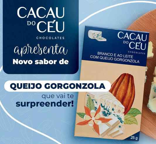 Chocolate Cacau do Céu Branco e Ao Leite com Queijo de Gorgonzola 80g