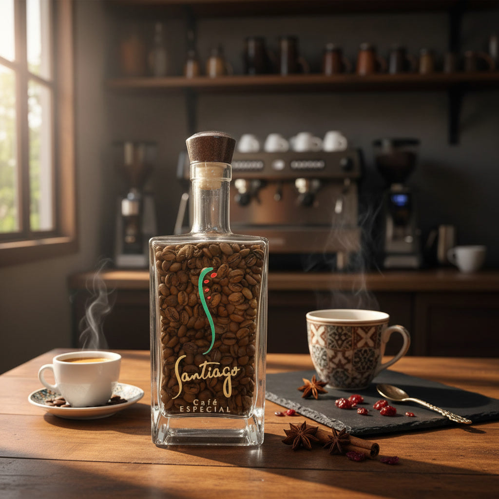 Café Santiago Garrafa Grão Aranãs (Frutas vermelhas e Canela)